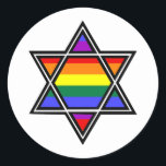 Anpassbarer Gay Pride Rainbow Star von David Runder Aufkleber<br><div class="desc">Anpassbarer Gay Pride Rainbow Star von David</div>