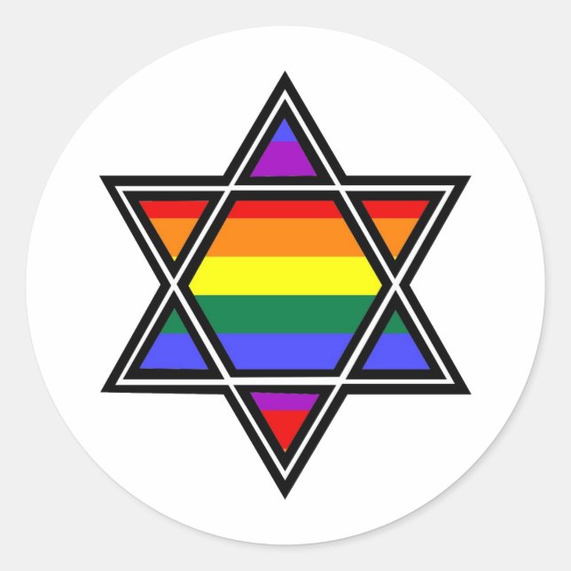 Anpassbarer Gay Pride Rainbow Star von David Runder Aufkleber (Vorderseite)