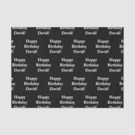 Anpassbarer glücklicher Geburtstagstext | Schwarz/ Seidenpapier