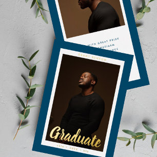 Anpassbarer "Graduate"-Foto-Abschluss Gold Folieneinladung