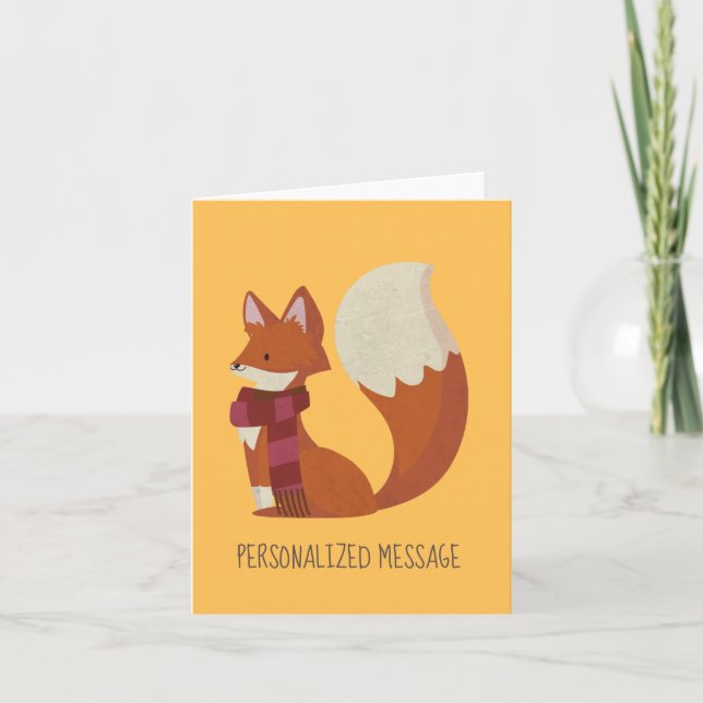 Anpassbarer Happy Fox in Red Scarf Dankeskarte (Vorderseite)