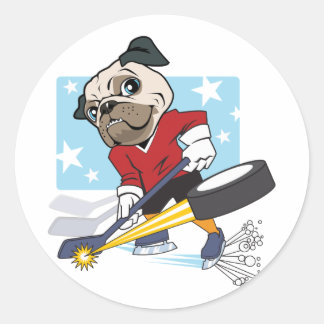Anpassbarer Hockey-Mops Runder Aufkleber