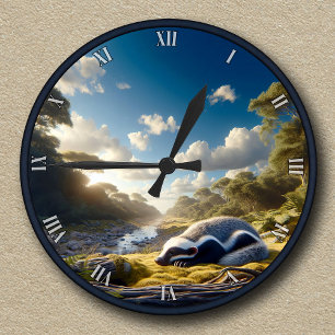 Anpassbarer Honigdachs Runde Wanduhr