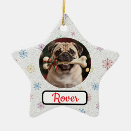 Anpassbarer Hund und Knochen Pet Star Weihnachten Keramik Ornament