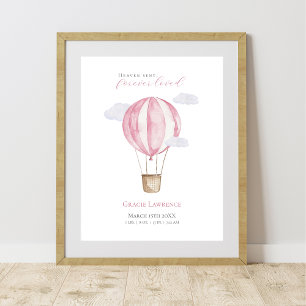 Anpassbarer Kinderzimmer-Wasserfarben-Rosa-Heißluf Poster