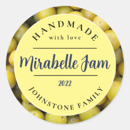 Anpassbarer Mirabelle-Marmeladen-Aufkleber Runder Aufkleber