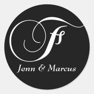 Anpassbarer Monogramm F Hochzeitsaufkleber Runder Aufkleber