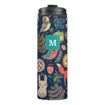 Anpassbarer Monogramm-Waldstil-Thermal-Tumbler