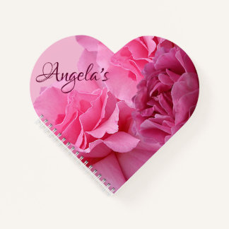 Anpassbarer Name Angela Digital rosa Rosenblüten Notizbuch