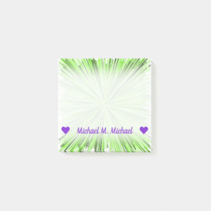 Anpassbarer Name Burst of Green Lines Pattern Post-it Klebezettel