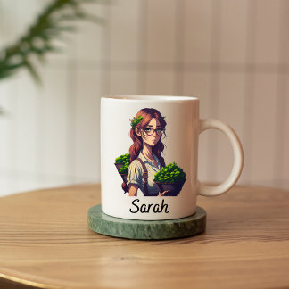 Anpassbarer Name eines gepolsterten Pflanze-Mädche Zweifarbige Tasse
