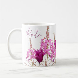 Anpassbarer Name Kate pink tulip wild Blume Kaffeetasse