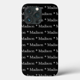 Anpassbarer Name, Text, Muster Schwarz-weiß Case-Mate iPhone Hülle