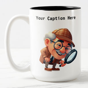 Anpassbarer Privatdetektiv-Cartoon-Mystery Zweifarbige Tasse