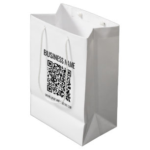 Anpassbarer QR-Code & Firmenname Mittlere Geschenktüte