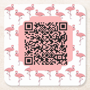 Anpassbarer QR-Code Girly Flamingo Muster Rechteckiger Pappuntersetzer