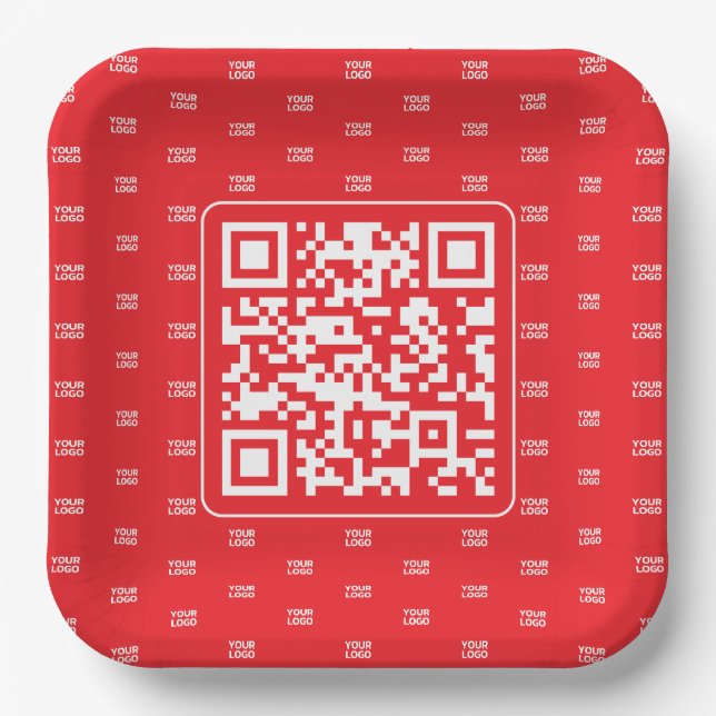 Anpassbarer QR-Code mit Ihrem Logo oder Bild gekac Pappteller (Vorderseite)