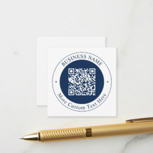 Anpassbarer QR-Code & Text Dunkles Marineblau Begleitkarte
