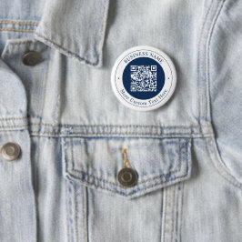 Anpassbarer QR-Code & Text | Dunkles Marineblau Button