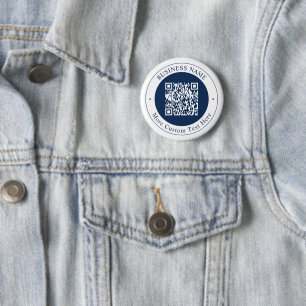 Anpassbarer QR-Code & Text   Dunkles Marineblau Button