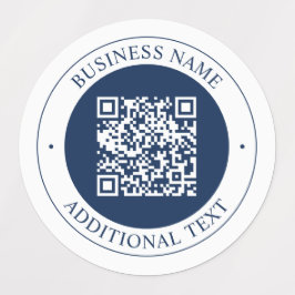 Anpassbarer QR-Code & Text | Dunkles Marineblau Etiketten
