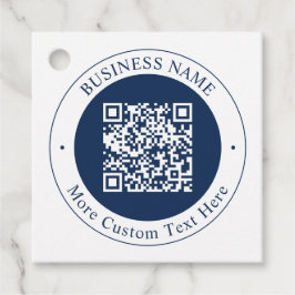 Anpassbarer QR-Code & Text | Dunkles Marineblau Geschenkanhänger