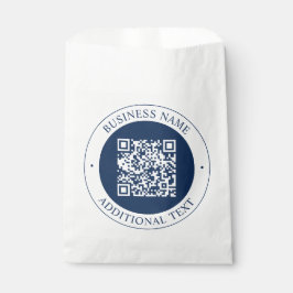 Anpassbarer QR-Code & Text | Dunkles Marineblau Geschenktütchen
