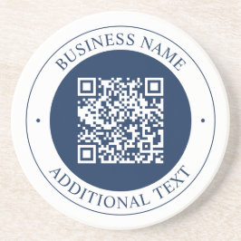 Anpassbarer QR-Code & Text | Dunkles Marineblau Getränkeuntersetzer