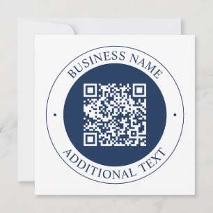 Anpassbarer QR-Code & Text Dunkles Marineblau Mitteilungskarte