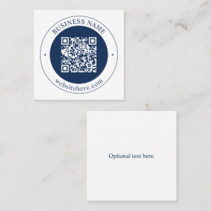 Anpassbarer QR-Code & Text Dunkles Marineblau Quadratische Visitenkarte