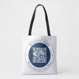 Anpassbarer QR-Code & Text | Dunkles Marineblau Tasche