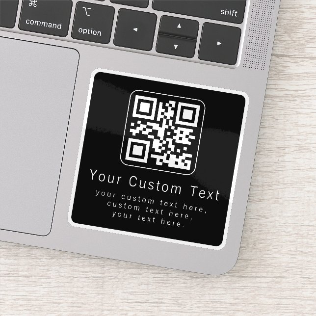 Anpassbarer QR-Code und bearbeitbarer Textbaustein Aufkleber (Detail)