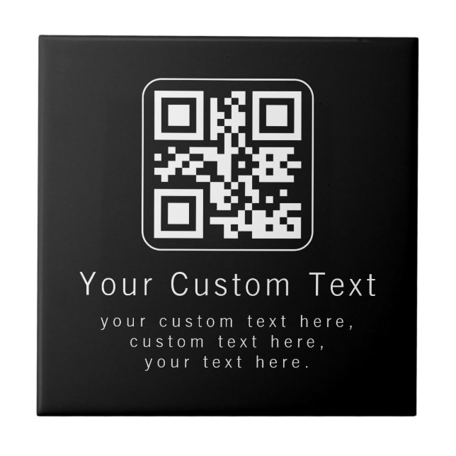 Anpassbarer QR-Code und bearbeitbarer Textbaustein Fliese (Vorderseite)