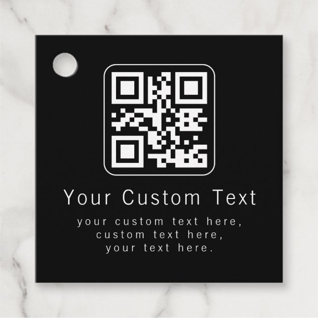 Anpassbarer QR-Code und bearbeitbarer Textbaustein Geschenkanhänger (Vorderseite)