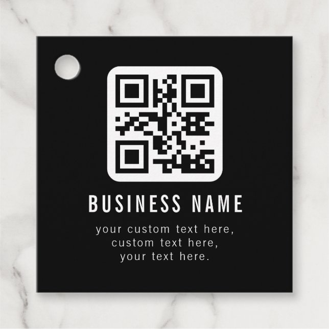 Anpassbarer QR-Code und bearbeitbarer Textdesign Geschenkanhänger (Vorderseite)