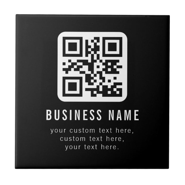 Anpassbarer QR-Code und bearbeitbarer Textentwurf Fliese (Vorderseite)