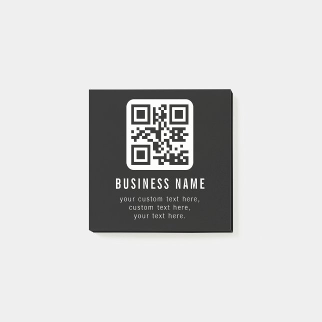 Anpassbarer QR-Code und bearbeitbarer Textentwurf Post-it Klebezettel (Vorderseite)
