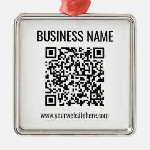 Anpassbarer QR-Code und Geschäftsname Ornament Aus Metall