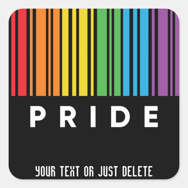 Anpassbarer Regenbogen-Barcode LGBTQIA+ Quadratischer Aufkleber (Vorderseite)