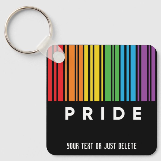 Anpassbarer Regenbogen-Barcode LGBTQIA+ Schlüsselanhänger (Vorderseite)