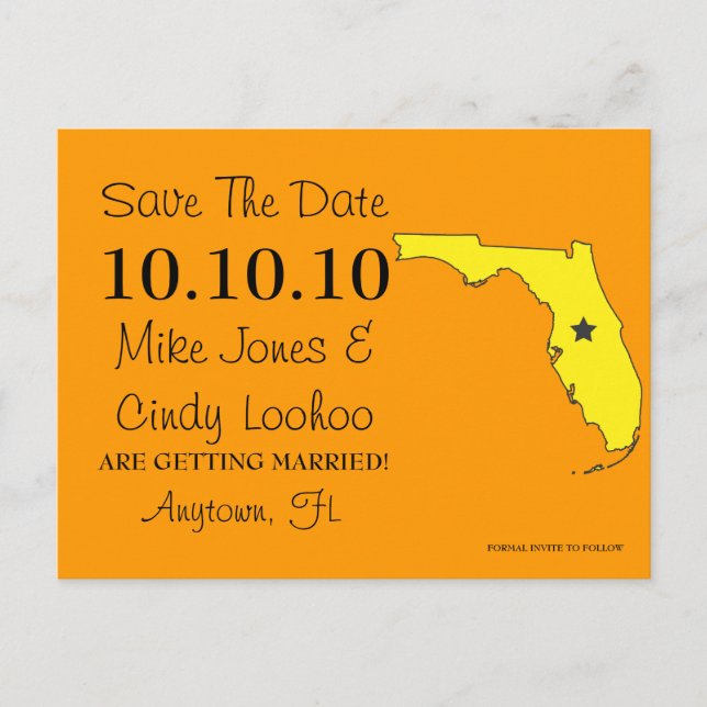 Anpassbarer Save the Date-Staat - FLORIDA Ankündigungspostkarte (Vorderseite)