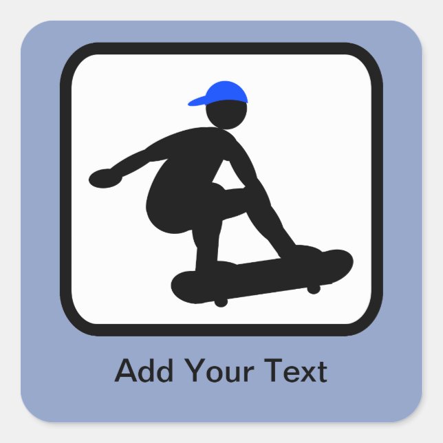 Anpassbarer Skater auf Skateboard-Logos Quadratischer Aufkleber (Vorderseite)