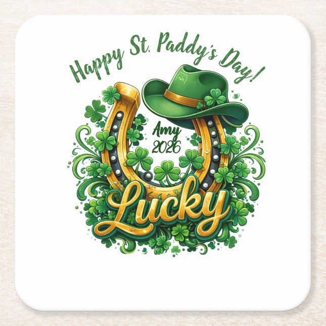 Anpassbarer St. Patrick's Day Rechteckiger Pappuntersetzer (Vorderseite)