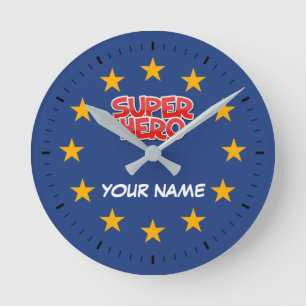 Anpassbarer Super Hero Runde Wanduhr