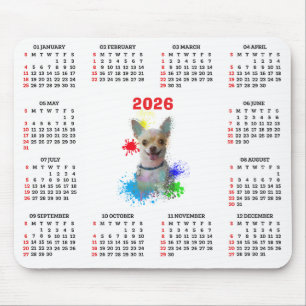 Anpassbarer süßer Chihuahua-Hundekalender  Mousepad