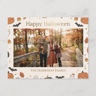 Anpassbarer süßer Kawaii-Frohe-Halloween-Rahmen Postkarte