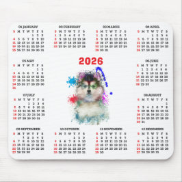 Anpassbarer süßer Pomsky-Hundekalender  Mousepad
