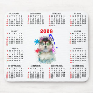 Anpassbarer süßer Pomsky-Hundekalender Mousepad
