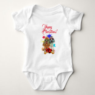 Anpassbarer Süßer Pudel Hund Bellender Weihnachten Baby Strampler