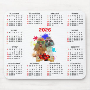 Anpassbarer süßer Pudel-Hundekalender Mousepad